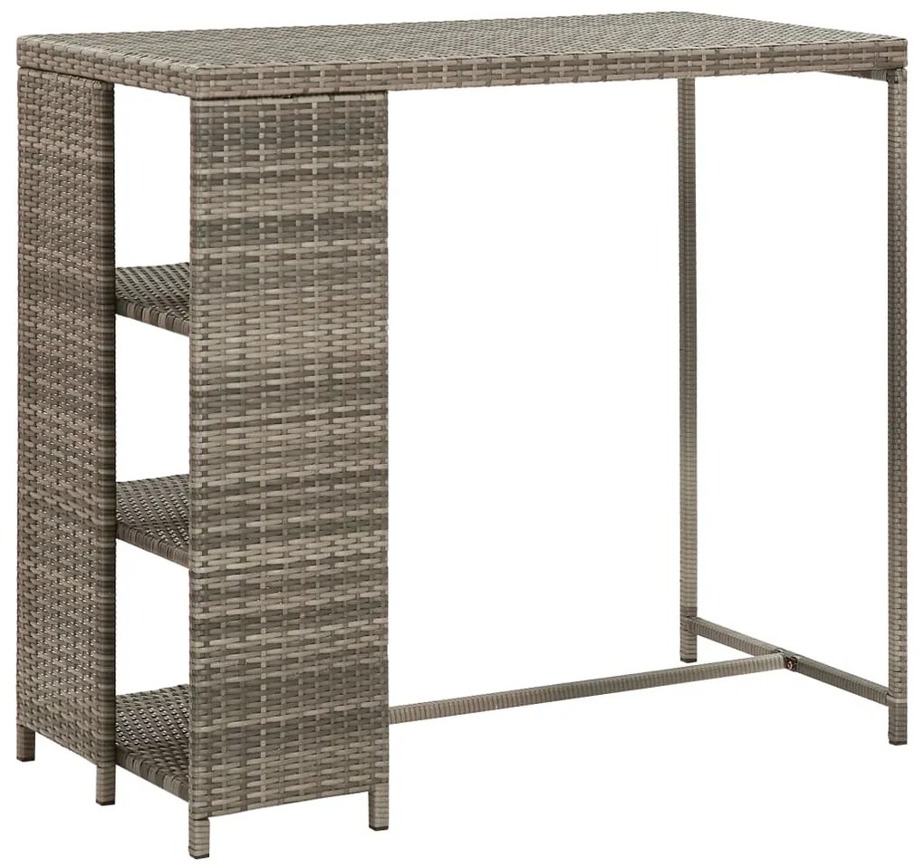 Set bar da giardino 3pz con cuscini grigio in polyrattan