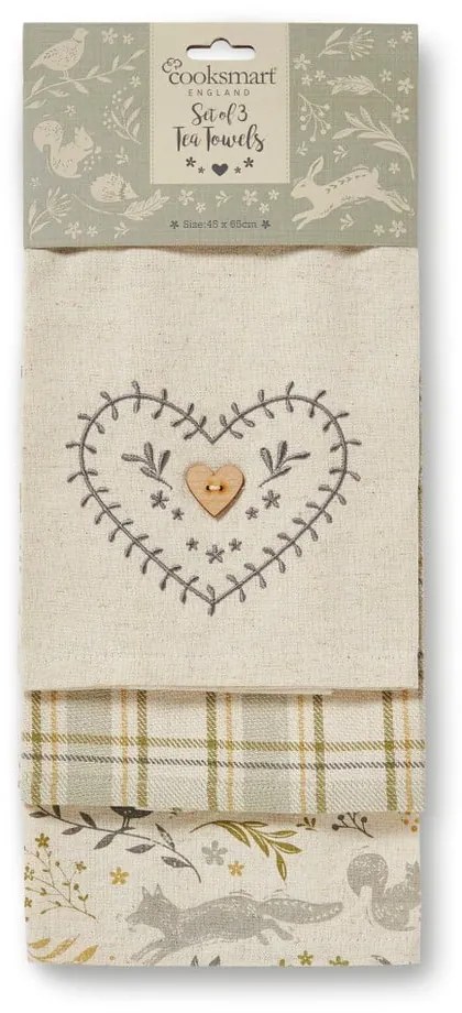 Set di strofinacci in cotone 3 pz 45x65 cm Woodland – Cooksmart ®