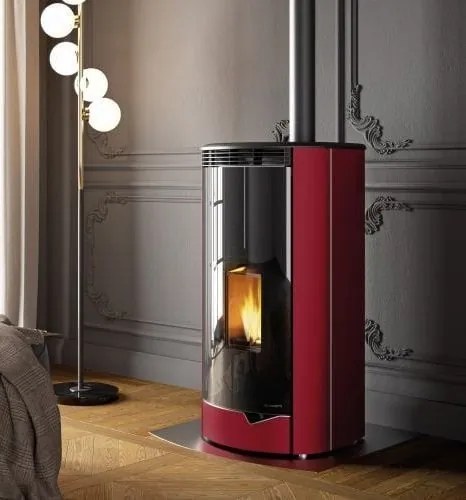 Stufa ermetica A Pellet Ecofire ad Aria con uscita fumi superiore rosso Palazzetti Marianne 9