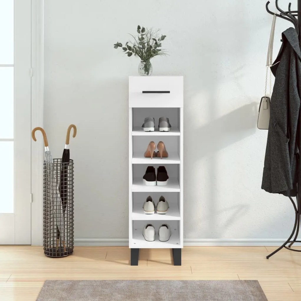 Scarpiera Bianca 30x35x105 Cm İn Legno Multistrato /