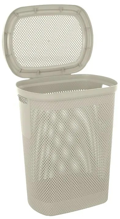 Cesto portabiancheria con coperchio in plastica bianca 58 lt Kamala