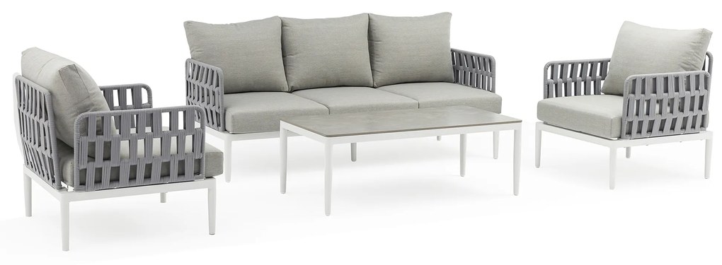 CASCADA - salotto outdoor con struttura in alluminio grigio chiaro, antracite o naturale