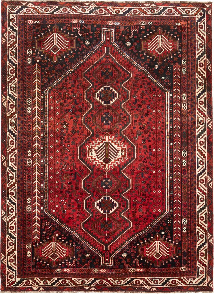 Shiraz Tappeto 170 x 260 Rosso (Iran) Annodato A Mano