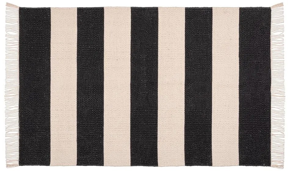 Tappeto da bagno in cotone riciclato nero e beige , 50 x 80 cm Kasi - Wenko