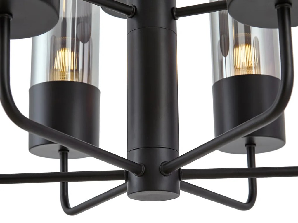 Lampadario moderno nero con vetro fumé 9 luci - Laura
