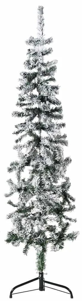 Albero Natale Artificiale Sottile A Metà Neve Fioccata 150 Cm /