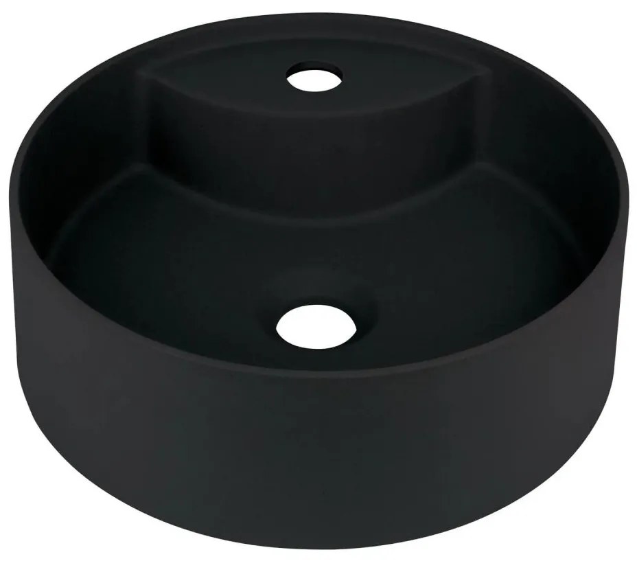 Deante CQS_NU4B - Lavabo da appoggio SILIA con foro preforato per rubinetteria, Ø 36 cm, granito/nero