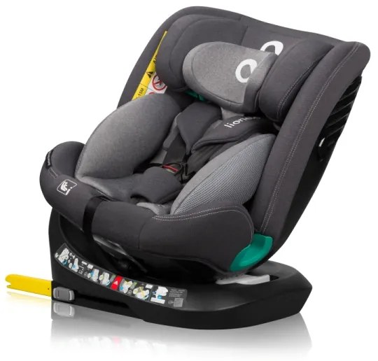Lionelo - Seggiolino auto con base girevole BASTIAAN ONE i-Size 40-150 cm Grey Stone