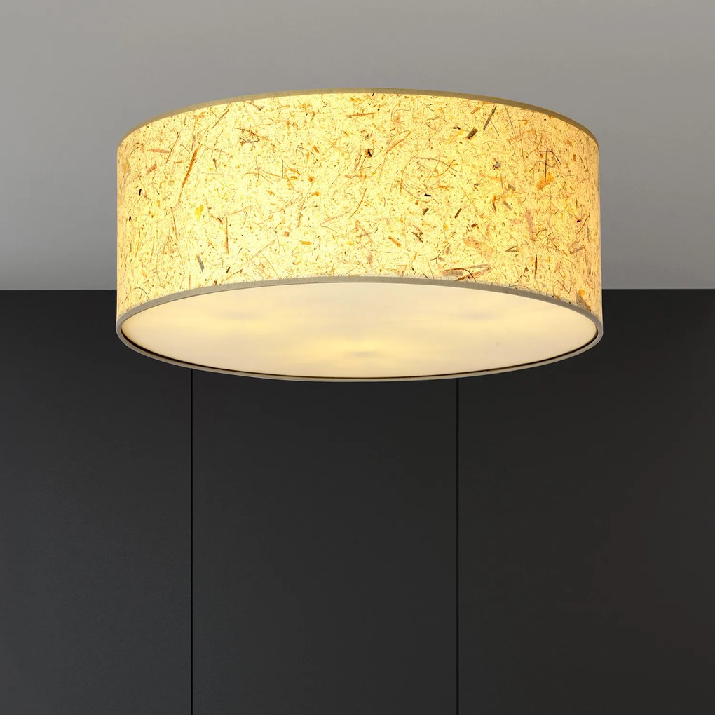 Plafoniera Minimal 3 Luci Drago In Acciaio Bianco E Beige Effetto Sughero