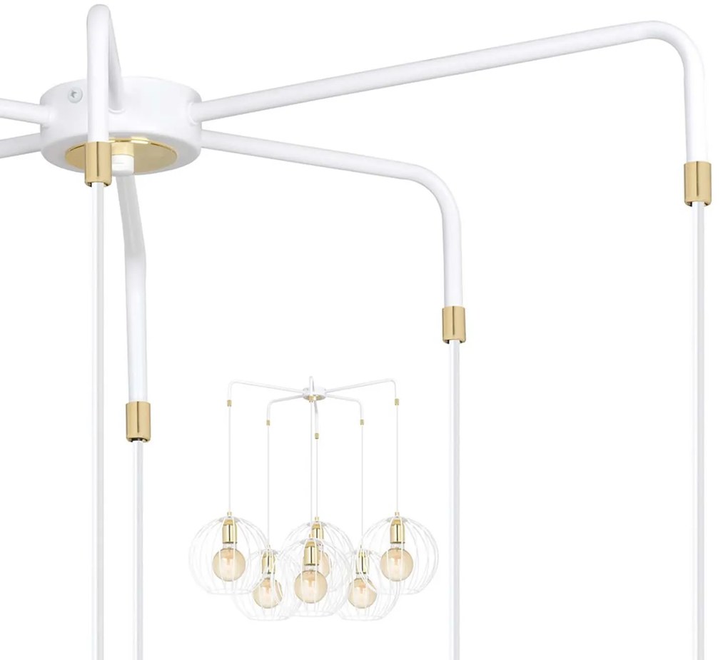 Lampadario Contemporaneo Omoikane Acciaio Bianco 6 Luci E27 Ip20