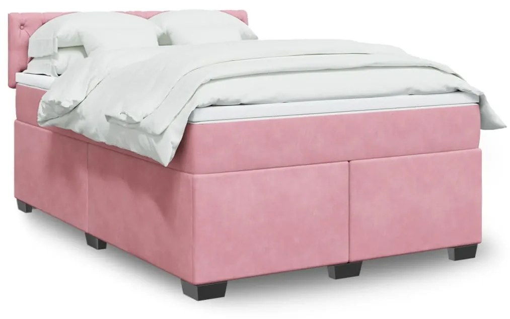 Giroletto A Molle Con Materasso Rosa 140x190 Cm İn Velluto /