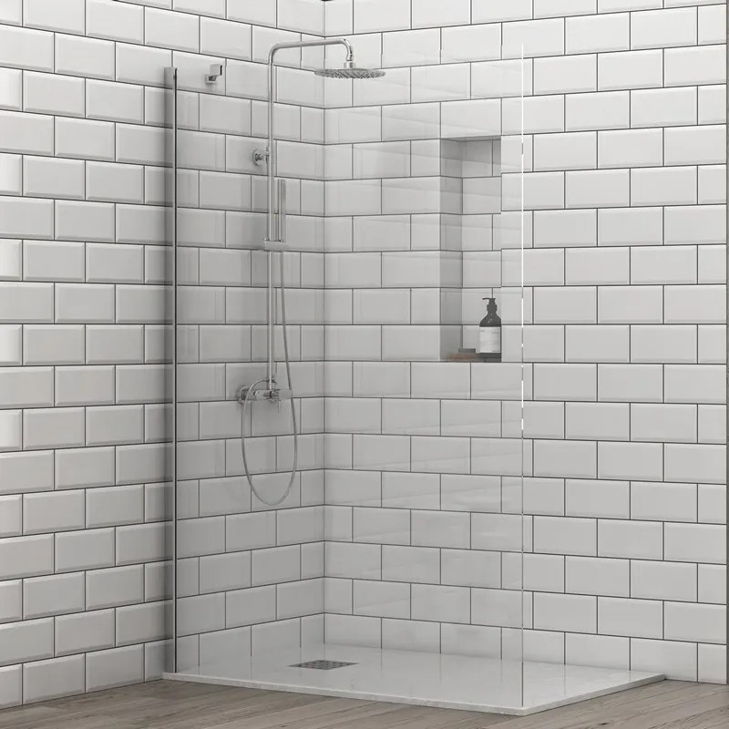 Doccia walk in 80 cm con staffa diagonale vetro trasparente | KS2800C - KAMALU