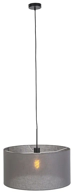 Lampada a sospensione moderna nera con paralume grigio 50 cm - Combi 1