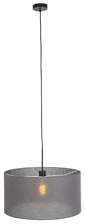 Lampada a sospensione nera paralume grigio 50 cm - COMBI 1