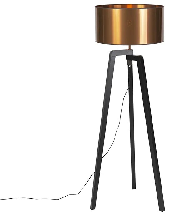Lampada da terra nera con paralume in rame 50 cm - Puros