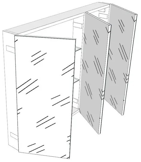 Pensile bagno Easy colore su ordinazione, 3 ante apertura da sinistra P 20 x L 95 x H 75 cm