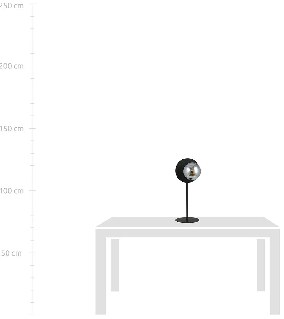 Lampada Da Tavolo Contemporanea Ippolita 1 Luce In Acciaio Nero E Vetro Fumè