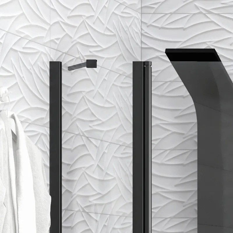 Kamalu - Cabina doccia nera 75x80 doppio battente | KPX1000N