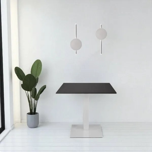 Tavolo bar pub ristorante 70x70 cm base bianca Top esterno effetto Marmo Nero H 75