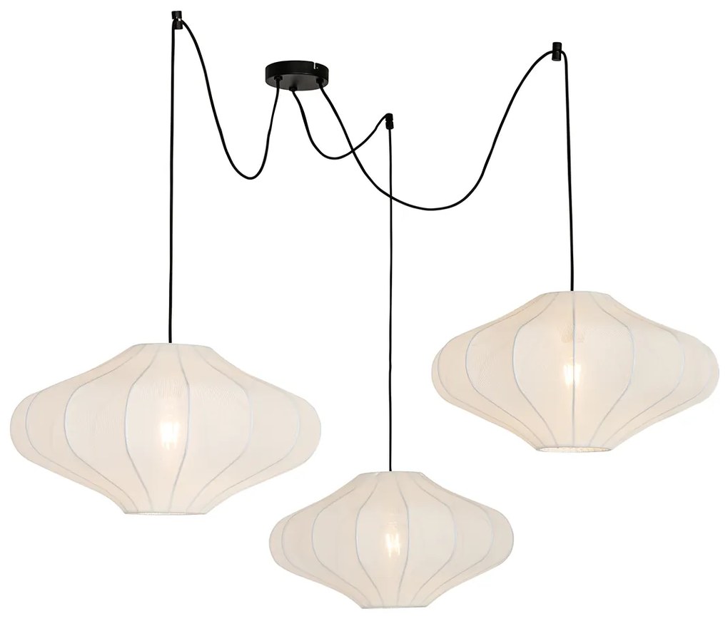 Lampada a sospensione di design bianca 50 cm 3 luci - Plu