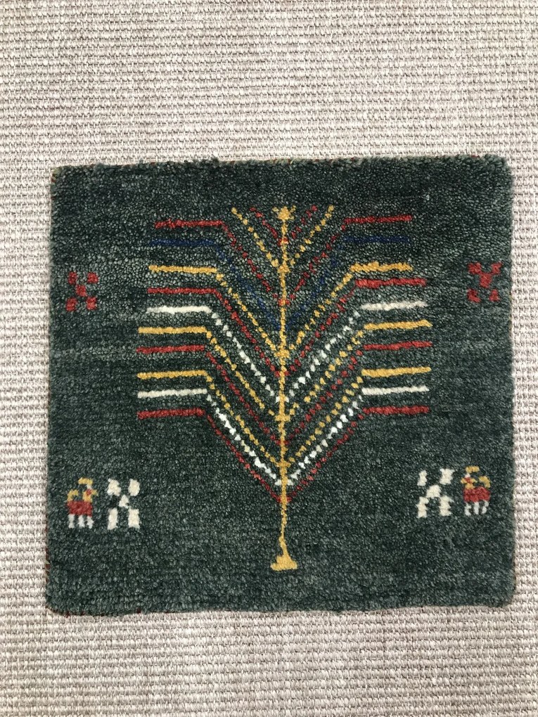 Gabbeh Tappeto 40x40 Verde (Iran) Annodato A Mano