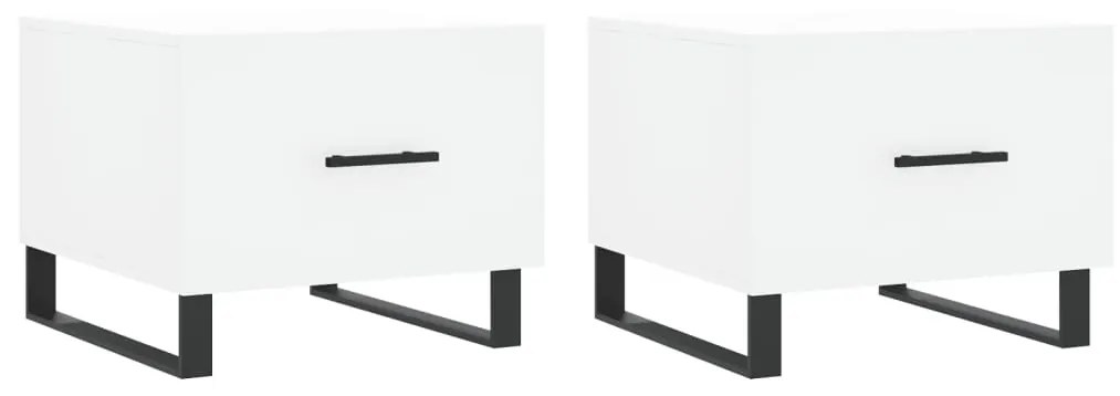 Tavolini da salotto 2 pz bianchi 50x50x40 cm legno multistrato