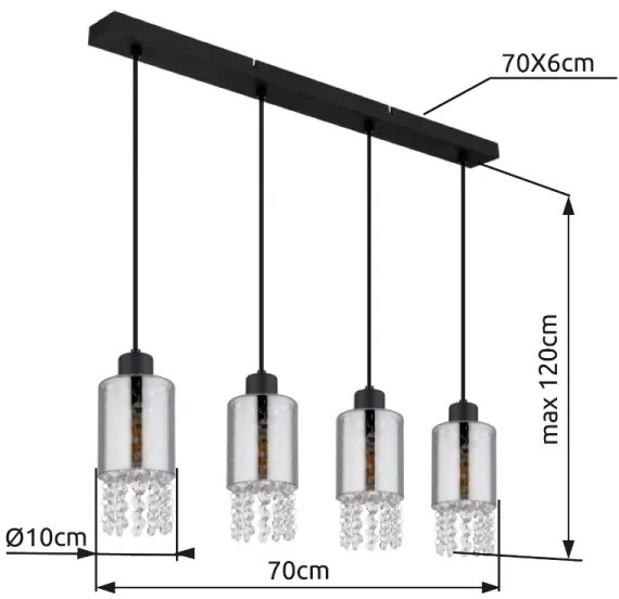Globo 15799-4H - Lampadario a sospensione con filo BACKEY 4xE27/40W/230V nero