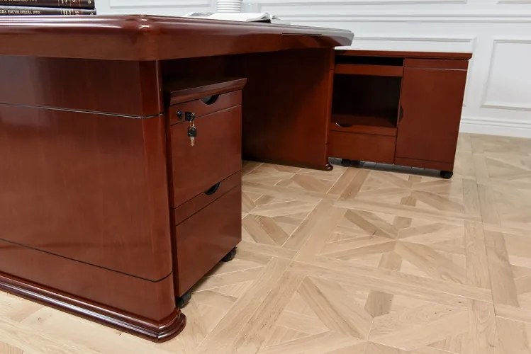 Scrivania presidenziale ufficio 180 cm in legno marrone noce PRESTIGE B630-Arrediorg.it