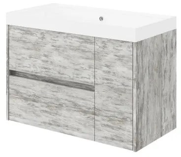 Mobile sottolavabo e lavabo Portofino grigio antico in mdf L 80 x H 51 x P 40 cm, 1 anta 2 cassetti