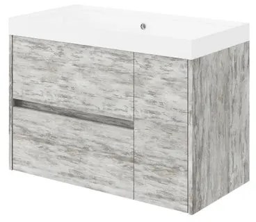 Mobile sottolavabo e lavabo Portofino per vasca centrale grigio antico in mdf L 80 x H 51 x P 40 cm, 1 anta 2 cassetti