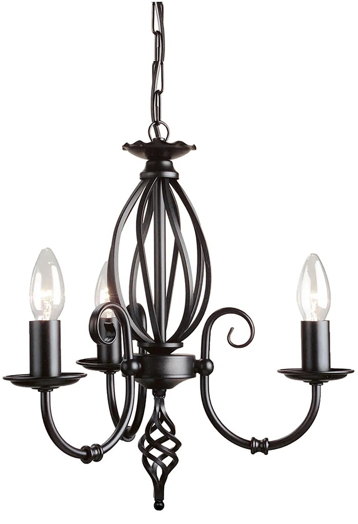 Lampadario Classico Artisan Acciaio Nero 3 Luci E14