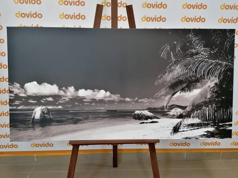 Quadro su tela – Spiaggia Anse Source in bianco e nero