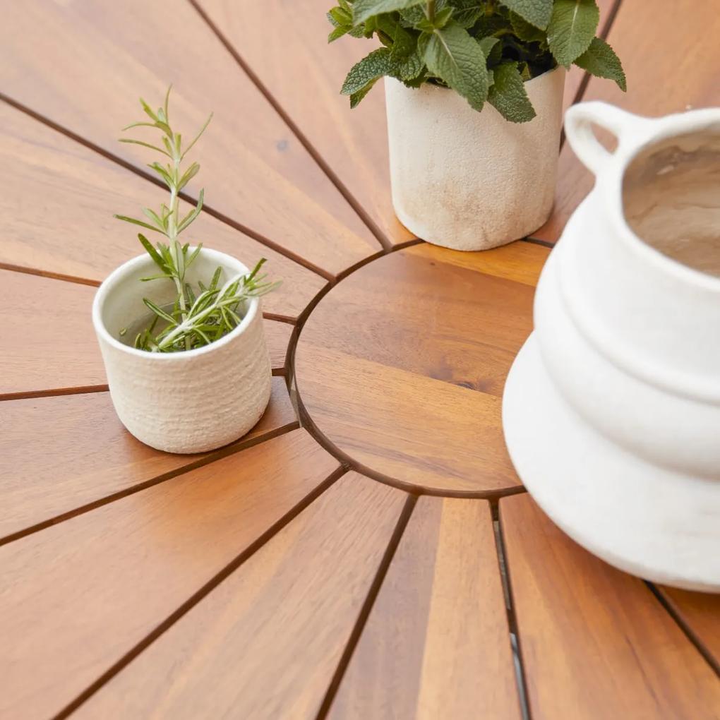 Tikamoon - Tavolo da esterno rotondo Bianca in legno massello di acacia per 8 pers.
