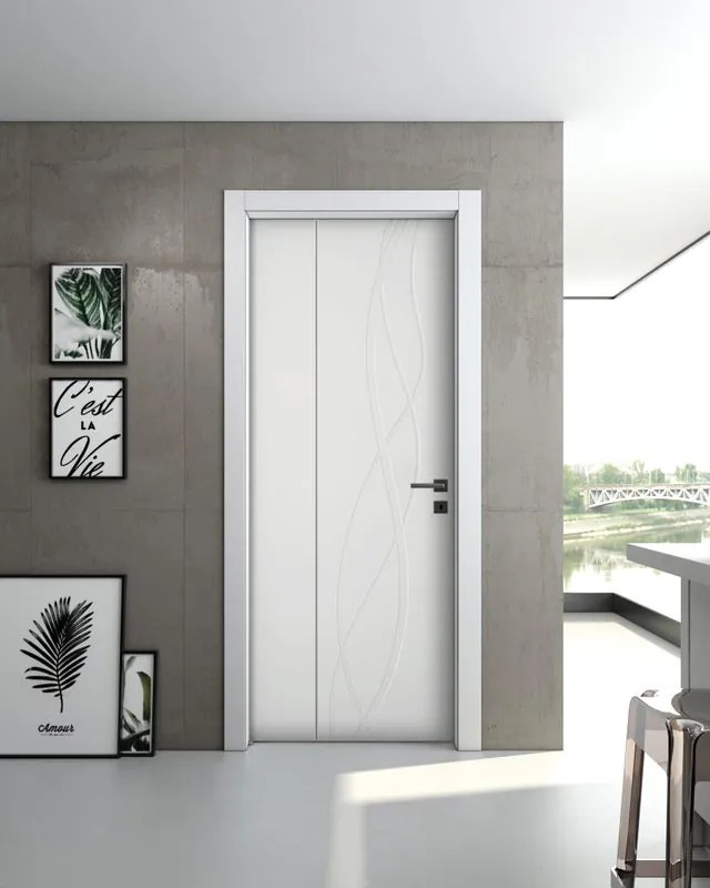 Porta interna pieghevole a libro asimmetrica Wonder in legno laccato colore bianco, L 60 x H 210 cm, apertura a sinistra
