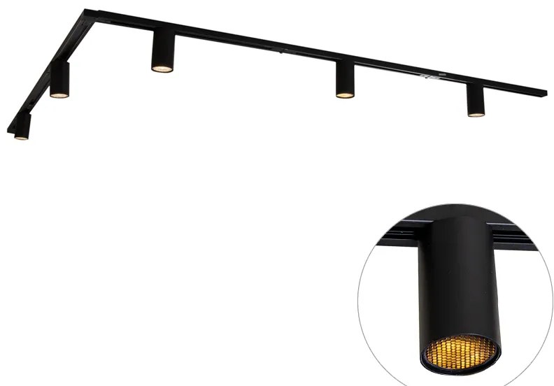 Sistema a binario moderno con 5 faretti GU10 monofase neri da 50mm - Iconic Ruby Honey