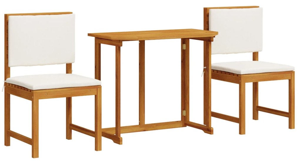 Set bistro giardino 3 pezzi con cuscini in legno massello di acacia