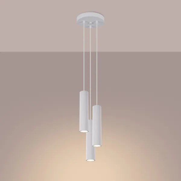 Sollux SL.1538 - Lampadario a sospensione con filo KARBON 3xGU10/10W/230V bianco