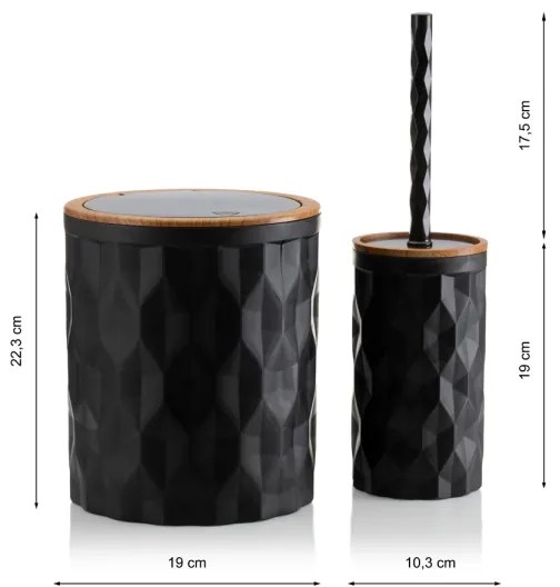 Set da bagno REINA 5 pz nero/marrone