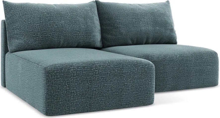 Divano angolare turchese allungabile/con contenitore (con penisola a sinistra) Kalena – Makamii