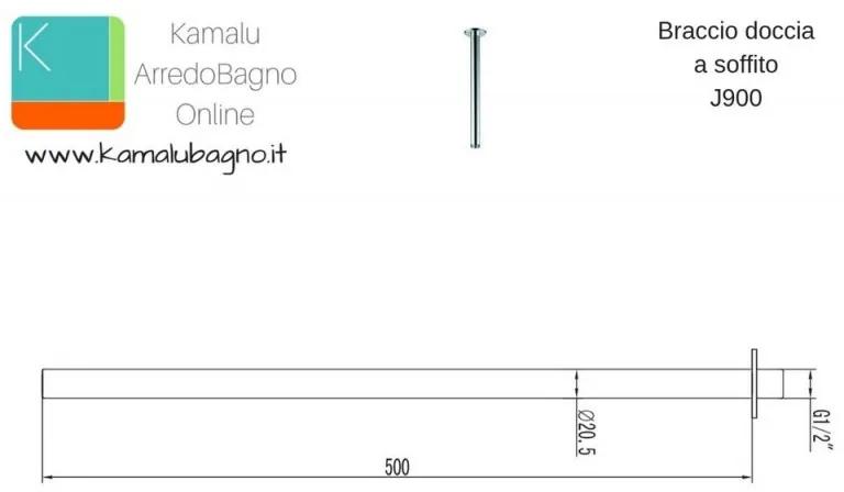 Kamalu - braccio doccia a soffitto 50cm modello j-900