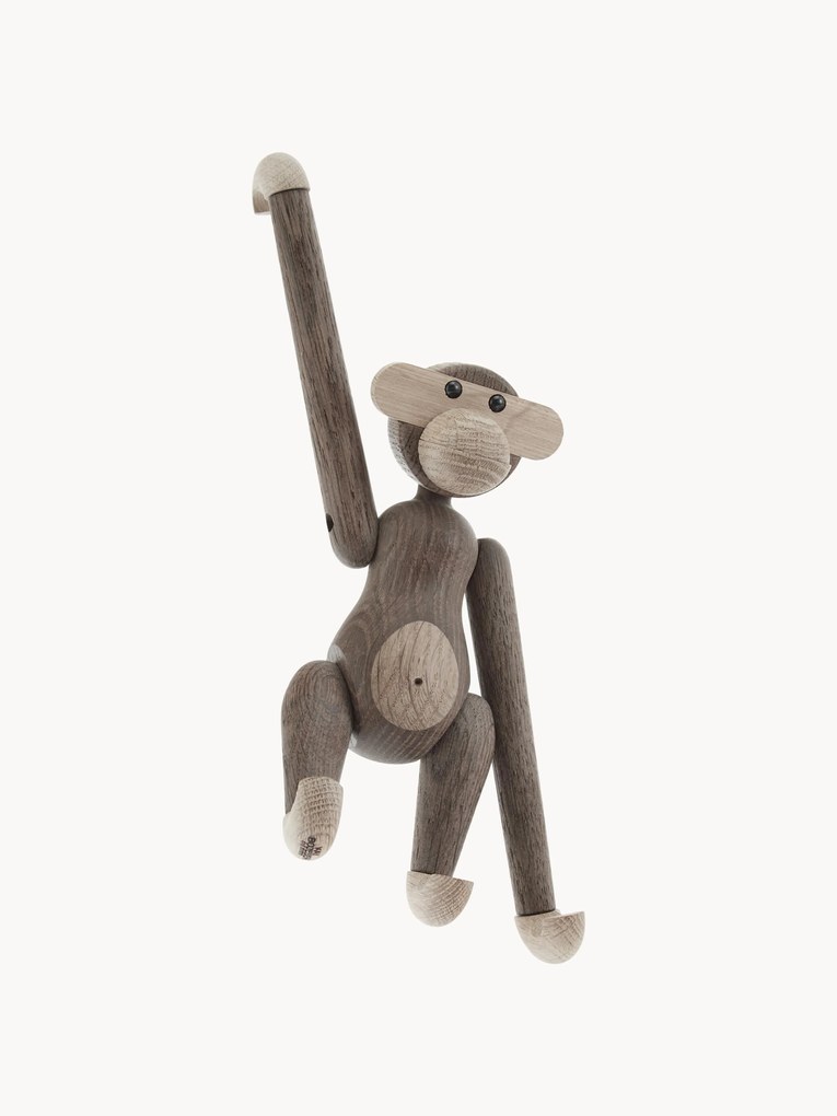 Oggetto decorativo di design in legno di quercia Monkey, alt. 19 cm