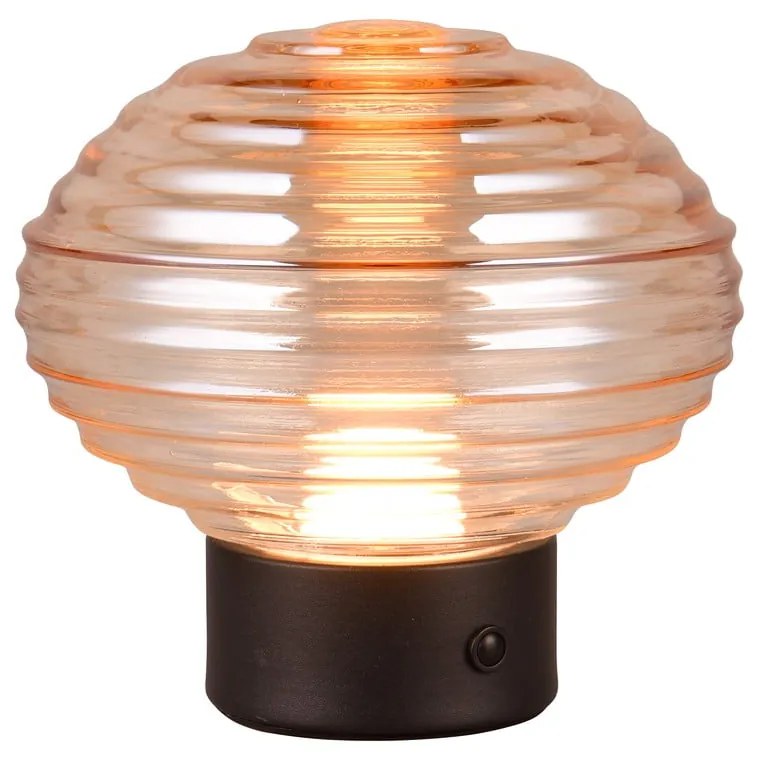 Lampada da tavolo LED dimmerabile nera e beige con paralume in vetro (altezza 14,5 cm) Earl - Reality