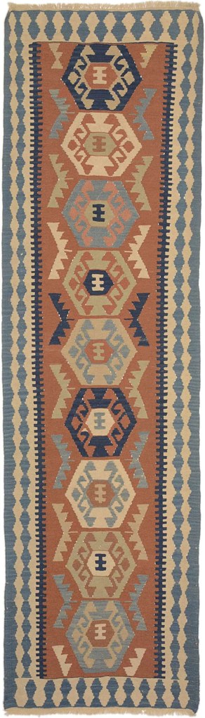 Kilim Tappeto 310x90 Beige (Iran) Tessuto A Mano