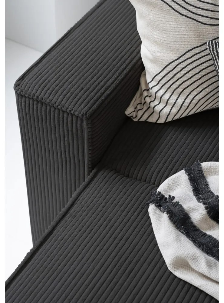 Divano letto angolare in velluto a coste color antracite Brave Dave - Miuform