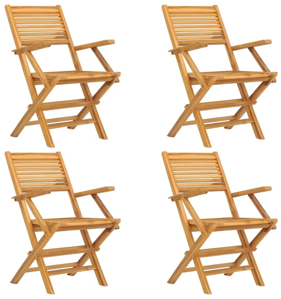 Sedie da Giardino Pieghevoli 4pz 55x62x90cm Legno Massello Teak