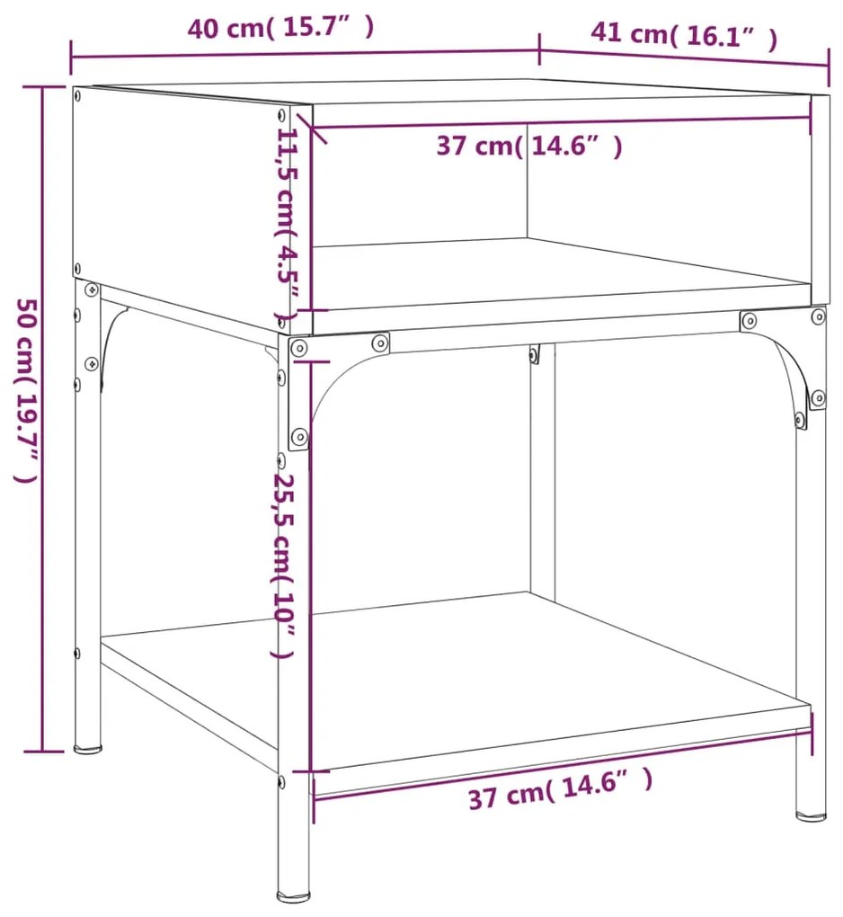 Comodini 2 pz Rovere Fumo 40x41x50 cm in Legno Multistrato