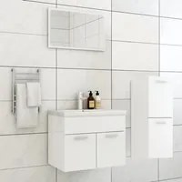 Set Mobili da Bagno Bianco Lucido in Truciolato 3071186