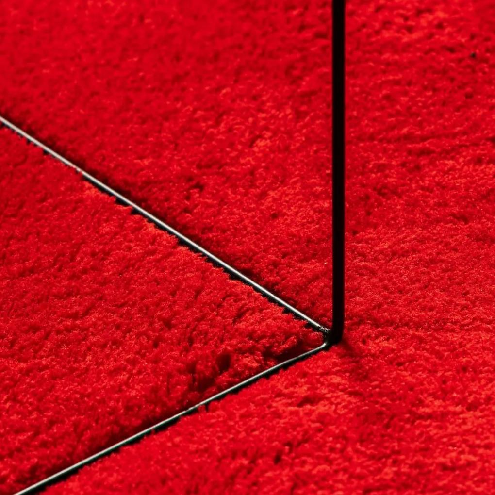 Tappeto a Pelo Corto HUARTE Morbido e Lavabile Rosso 80x200 cm
