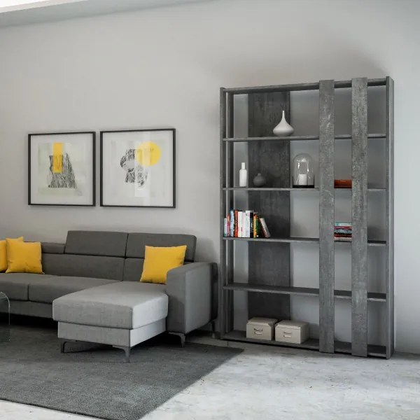Libreria con 6 ripiani in legno Cemento 120x204h cm - KATO B SMALL