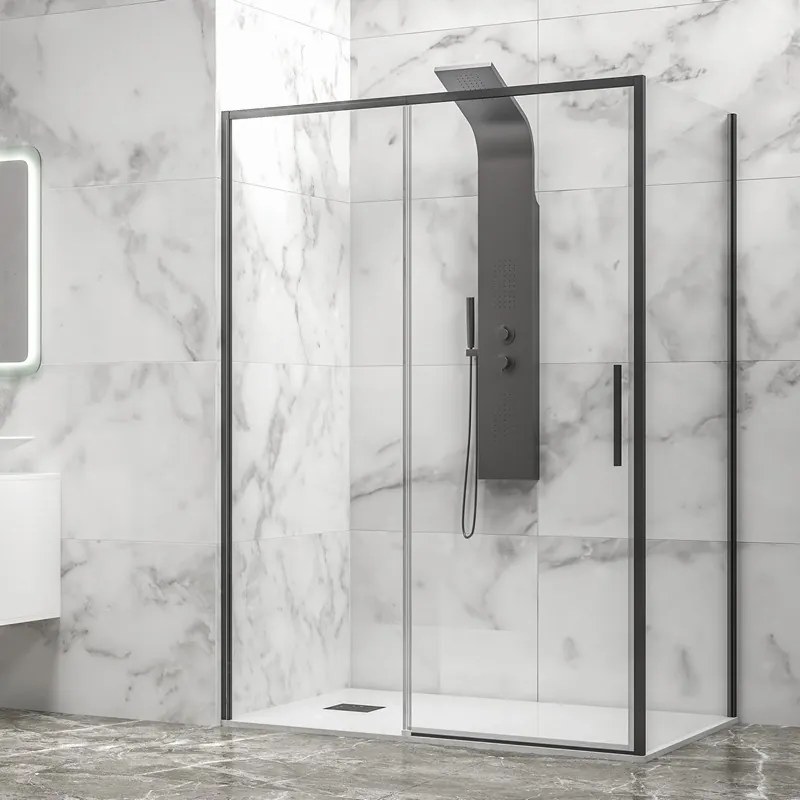Box doccia 70x130 colore nero vetro 6mm altezza 200h | KLA-4000N - KAMALU